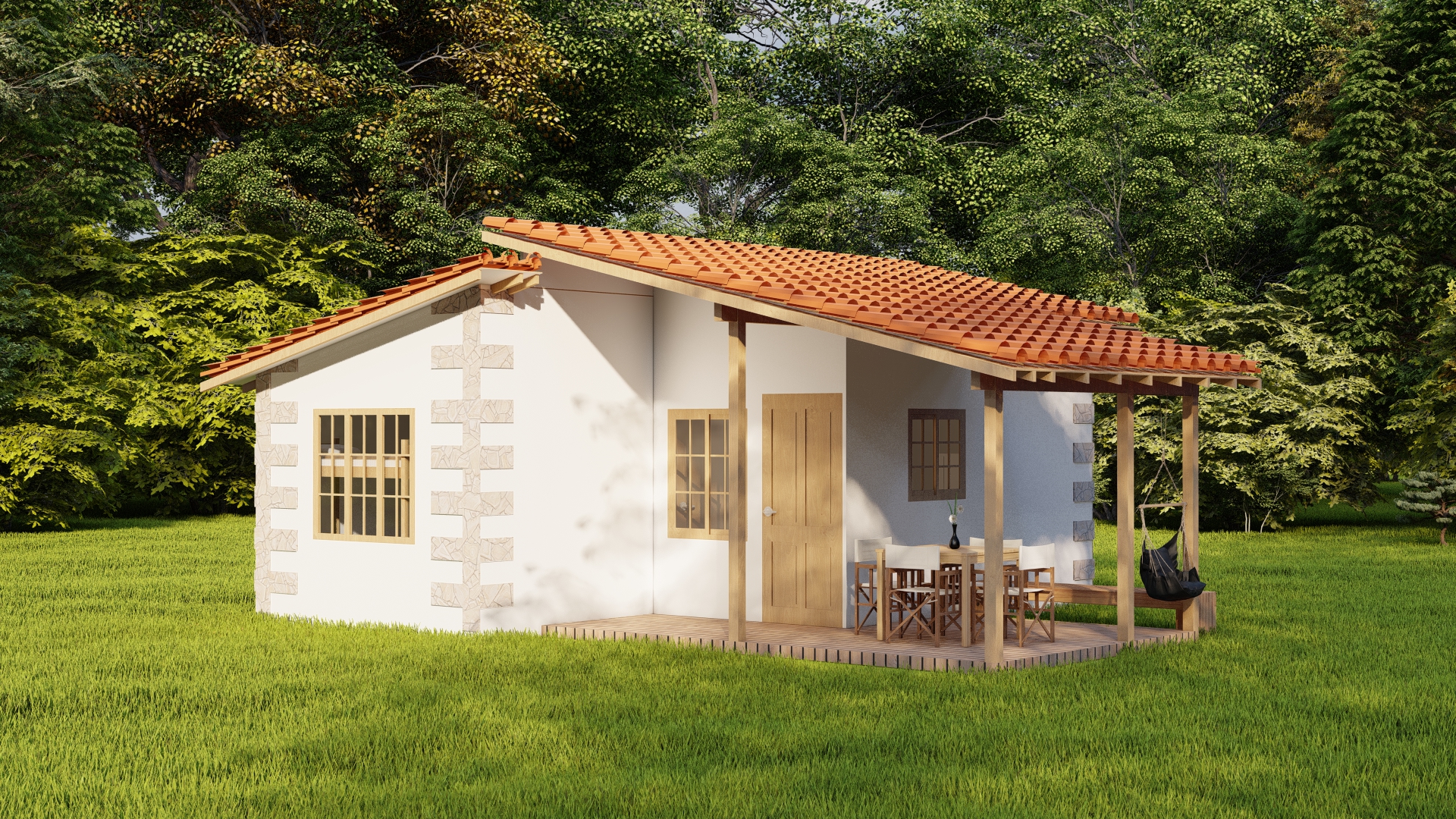 Cabaña Campestre en Madera y Teja de Barro